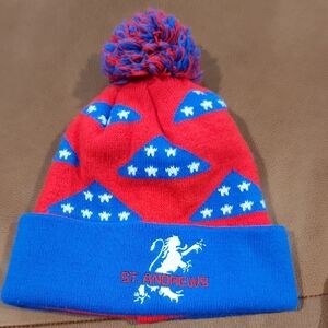 St. Andrews Scottish Red and Blue Pom-Pom Beanie